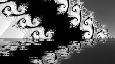 dijital soyut fraktal arkaplan bilgisayarda siyah ve beyaz olarak oluşturuldu.