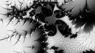 dijital soyut fraktal arkaplan bilgisayarda siyah ve beyaz olarak oluşturuldu.