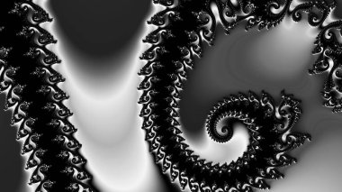 dijital soyut fraktal arkaplan bilgisayarda siyah ve beyaz olarak oluşturuldu.