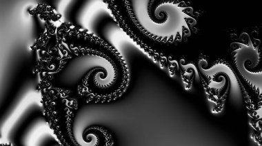 dijital soyut fraktal arkaplan bilgisayarda siyah ve beyaz olarak oluşturuldu.