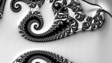 dijital soyut fraktal arkaplan bilgisayarda siyah ve beyaz olarak oluşturuldu.