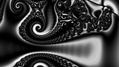 dijital soyut fraktal arkaplan bilgisayarda siyah ve beyaz olarak oluşturuldu.