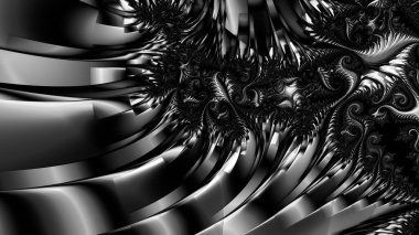 dijital soyut fraktal arkaplan bilgisayarda siyah ve beyaz olarak oluşturuldu.