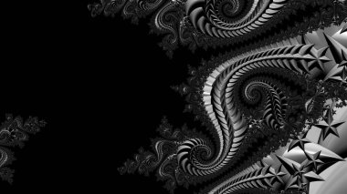 dijital soyut fraktal arkaplan bilgisayarda siyah ve beyaz olarak oluşturuldu.