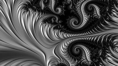 dijital soyut fraktal arkaplan bilgisayarda siyah ve beyaz olarak oluşturuldu.