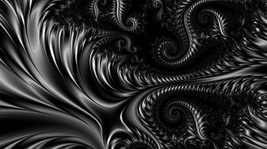 dijital soyut fraktal arkaplan bilgisayarda siyah ve beyaz olarak oluşturuldu.