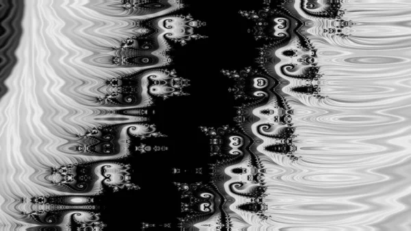 Fundo Fractal Abstrato Digital Gerado Computador Preto Branco — Fotografia de Stock