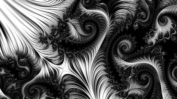 Digitale Abstracte Fractal Achtergrond Gegenereerd Computer Zwart Wit — Stockfoto