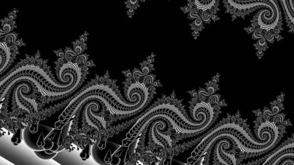 dijital soyut fraktal arkaplan bilgisayarda siyah ve beyaz olarak oluşturuldu.