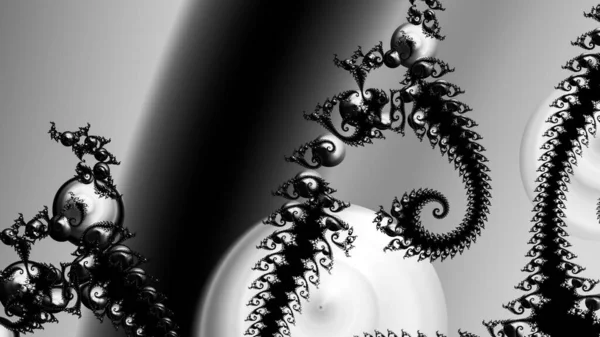 dijital soyut fraktal arkaplan bilgisayarda siyah ve beyaz olarak oluşturuldu.