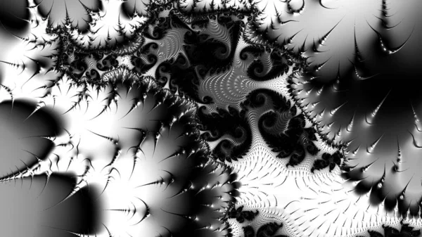 Digital Abstrakt Fraktal Bakgrund Genereras Vid Datorn Svart Och Vitt — Stockfoto