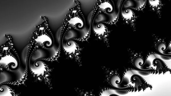 Fondo Fractal Abstracto Digital Generado Ordenador Blanco Negro — Foto de Stock