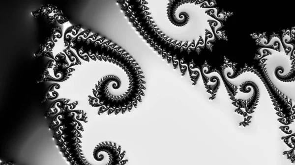 Fondo Fractal Abstracto Digital Generado Ordenador Blanco Negro —  Fotos de Stock