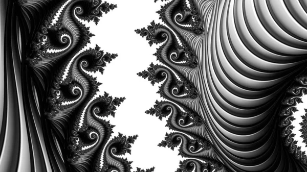 Fundo Fractal Abstrato Digital Gerado Computador Preto Branco — Fotografia de Stock