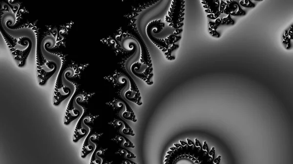 Fondo Fractal Abstracto Digital Generado Ordenador Blanco Negro — Foto de Stock