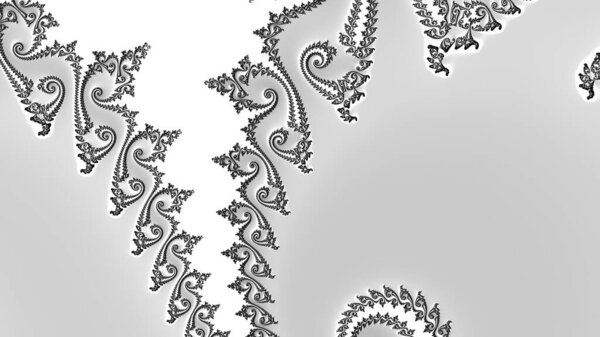 Digital abstract fractal background generated at computer in black and white.
