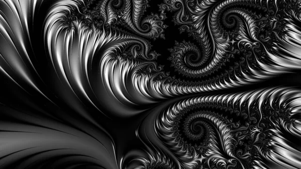 Fundo Fractal Abstrato Digital Gerado Computador Preto Branco — Fotografia de Stock