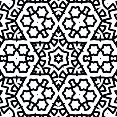 Kompleks Kaleydoskop Mandala. Boyama kitabı için. Beyaz Arkaplanda Siyah Çizgiler. Soyut Geometrik Süsleme