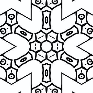 Kompleks Kaleydoskop Mandala. Boyama kitabı için. Beyaz Arkaplanda Siyah Çizgiler. Soyut Geometrik Süsleme