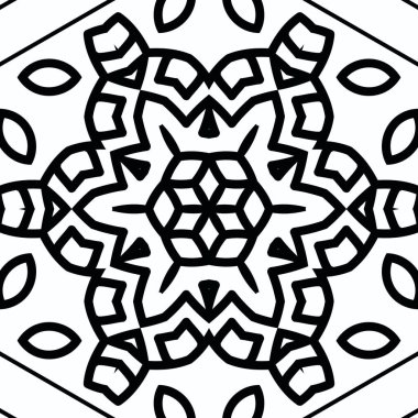 Kompleks Kaleydoskop Mandala. Boyama kitabı için. Beyaz Arkaplanda Siyah Çizgiler. Soyut Geometrik Süsleme