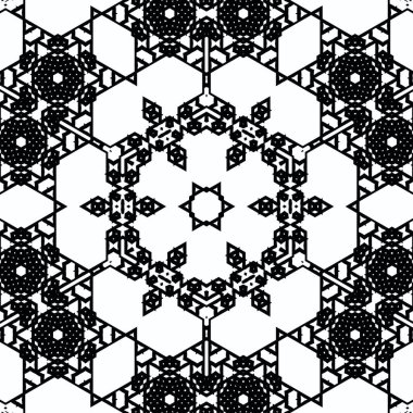 Kompleks Kaleydoskop Mandala. Boyama kitabı için. Beyaz Arkaplanda Siyah Çizgiler. Soyut Geometrik Süsleme