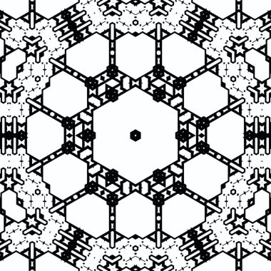 Kompleks Kaleydoskop Mandala. Boyama kitabı için. Beyaz Arkaplanda Siyah Çizgiler. Soyut Geometrik Süsleme