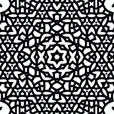 Kompleks Kaleydoskop Mandala. Boyama kitabı için. Beyaz Arkaplanda Siyah Çizgiler. Soyut Geometrik Süsleme