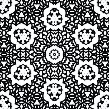 Kompleks Kaleydoskop Mandala. Boyama kitabı için. Beyaz Arkaplanda Siyah Çizgiler. Soyut Geometrik Süsleme