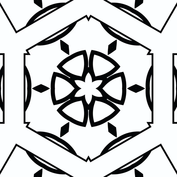 Caleidoscopio Mandala Complesso Libro Colorare Linee Nere Sfondo Bianco Ornamento — Foto Stock