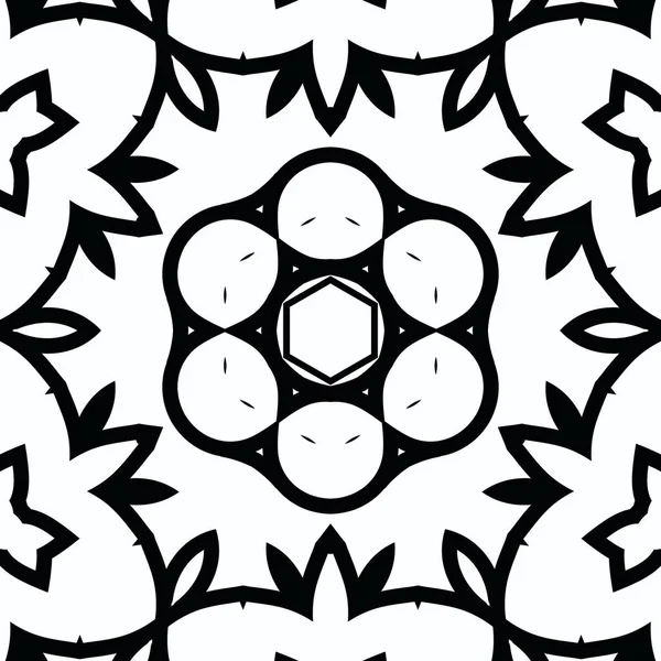 Complexe Kaléidoscope Mandala Pour Coloriage Lignes Noires Sur Fond Blanc — Photo