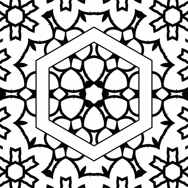 Complexe Kaleidoscoop Mandala Voor Kleurboek Zwarte Lijnen Witte Achtergrond Abstract — Stockfoto