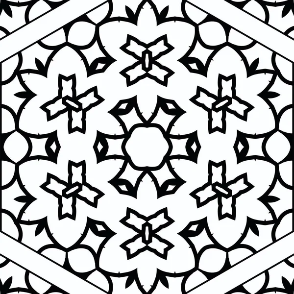 Complex Kaleidoscope Mandala Coloring Book Black Lines White Background Abstract — Stockfoto