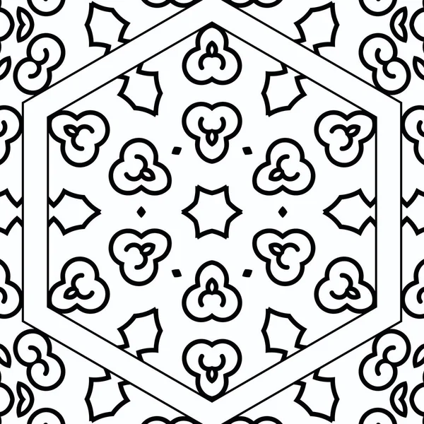 Complexe Kaléidoscope Mandala Pour Coloriage Lignes Noires Sur Fond Blanc — Photo