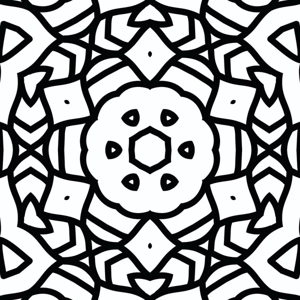 Complexe Kaleidoscoop Mandala Voor Kleurboek Zwarte Lijnen Witte Achtergrond Abstract — Stockfoto