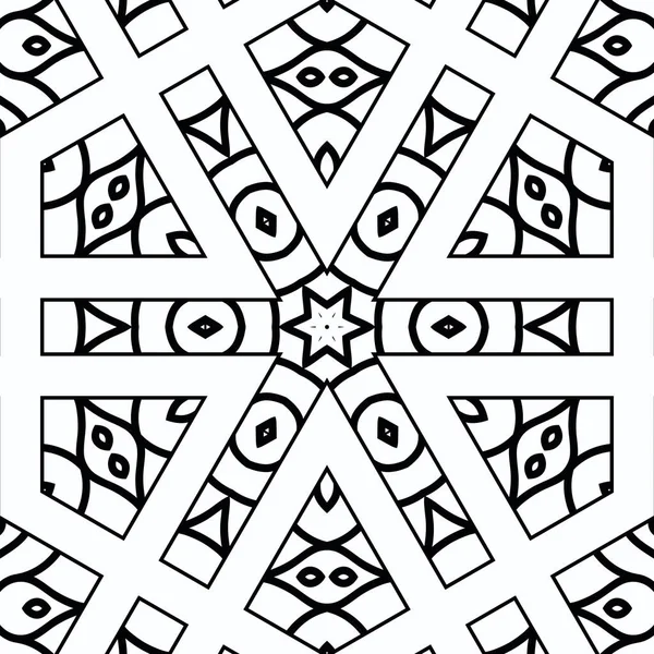 Komplexes Kaleidoskop Mandala Für Malbuch Schwarze Linien Auf Weißem Hintergrund — Stockfoto
