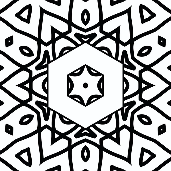 Complex Kaleidoscope Mandala Coloring Book Black Lines White Background Abstract — Stock Photo, Image