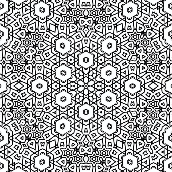 Complex Kaleidoscope Mandala Coloring Book Black Lines White Background Abstract — Stock Photo, Image