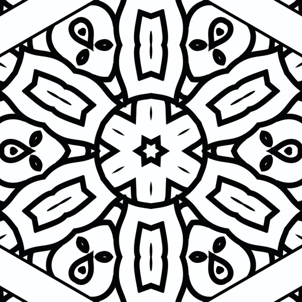 Complex Kaleidoscope Mandala Coloring Book Black Lines White Background Abstract — Stock Photo, Image