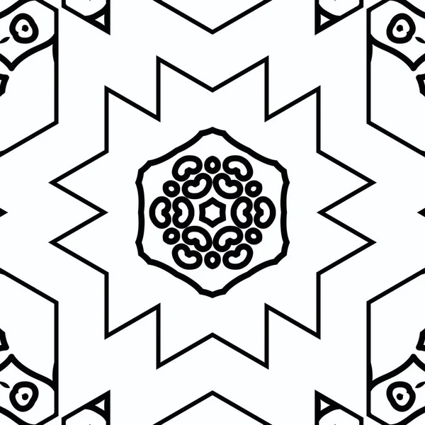 Complexe Kaléidoscope Mandala Pour Coloriage Lignes Noires Sur Fond Blanc — Photo