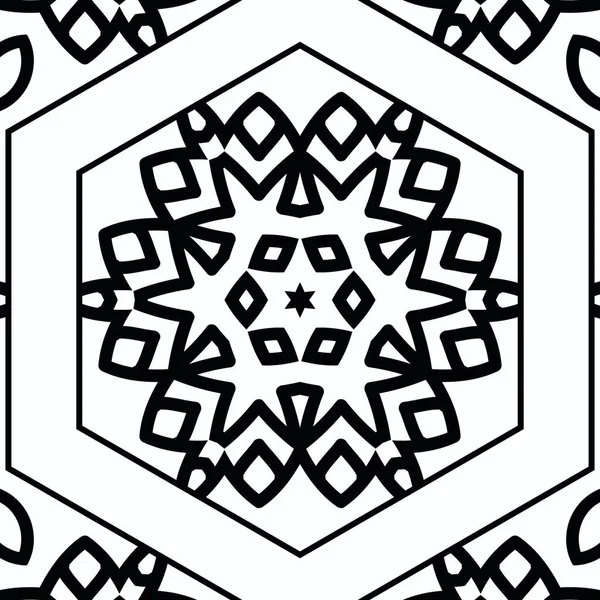 Complex Kaleidoscope Mandala Coloring Book Black Lines White Background Abstract — Stockfoto