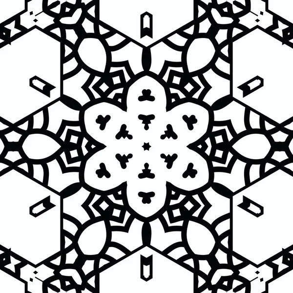 Complex Kaleidoscope Mandala Coloring Book Black Lines White Background Abstract — Stock Photo, Image