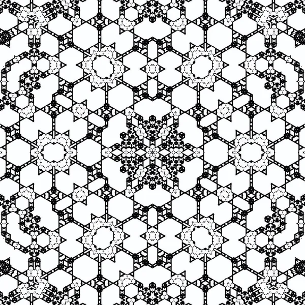 Complex Kaleidoscope Mandala Coloring Book Black Lines White Background Abstract — Stockfoto