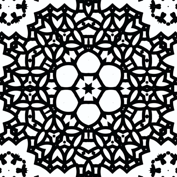 Caleidoscopio Complejo Mandala Para Colorear Libro Líneas Negras Sobre Fondo — Foto de Stock