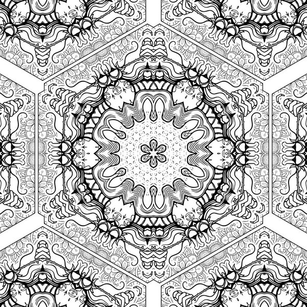 Złożony Kalejdoskop Mandala Dla Kolorowanki Czarne Linie Białym Tle Abstrakcyjna — Zdjęcie stockowe
