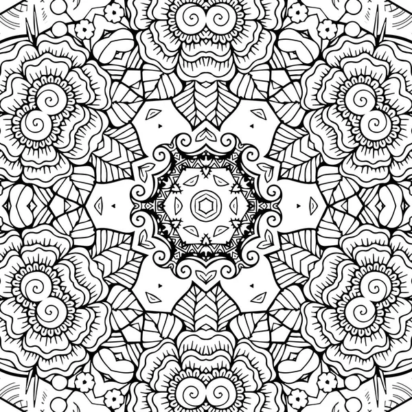 Complex Kaleidoscope Mandala. For Coloring Book. Black Lines on White Background. Abstract Geometric Ornament