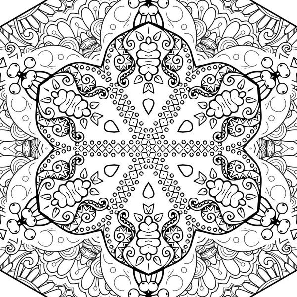 Complex Kaleidoscope Mandala. For Coloring Book. Black Lines on White Background. Abstract Geometric Ornament