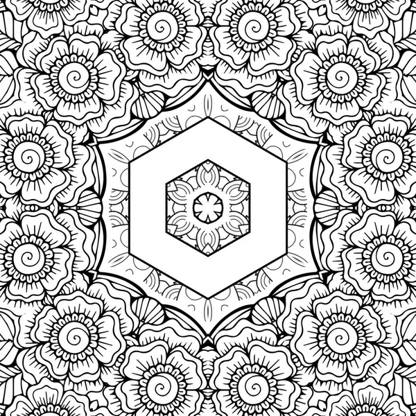 Complex Kaleidoscope Mandala. For Coloring Book. Black Lines on White Background. Abstract Geometric Ornament