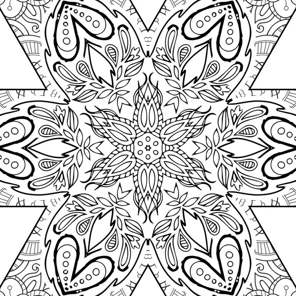 Complex Kaleidoscope Mandala. For Coloring Book. Black Lines on White Background. Abstract Geometric Ornament