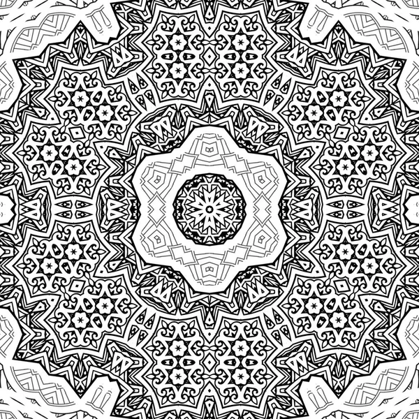 Caleidoscopio Complejo Mandala Para Colorear Libro Líneas Negras Sobre Fondo —  Fotos de Stock