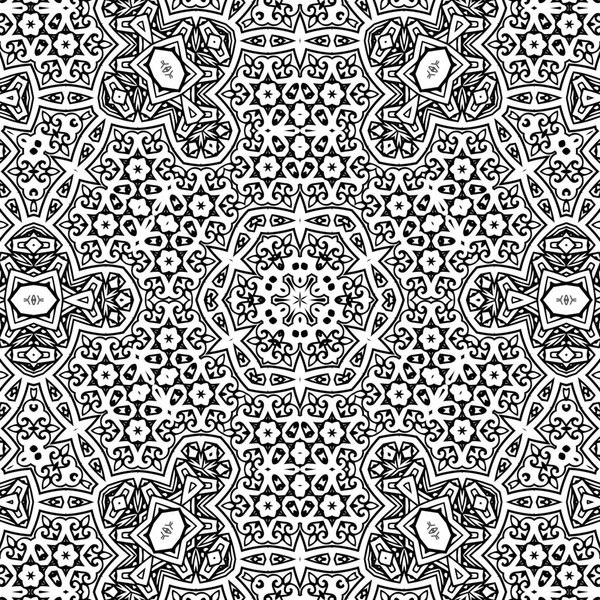 Monimutkainen Kaleidoskooppi Mandala Värityskirjaan Musta Viiva Valkoisella Taustalla Abstrakti Geometrinen — kuvapankkivalokuva